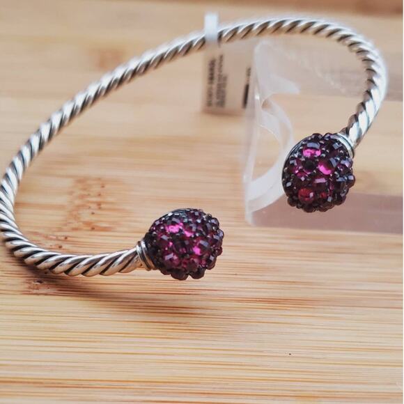 David Yurman Garnet Berries Station Cable Sterling Silver Bracelet NWT - Picture 7 of 8